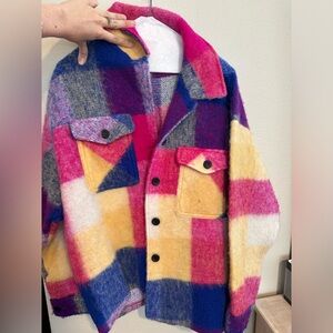 Patch work flannel jacket